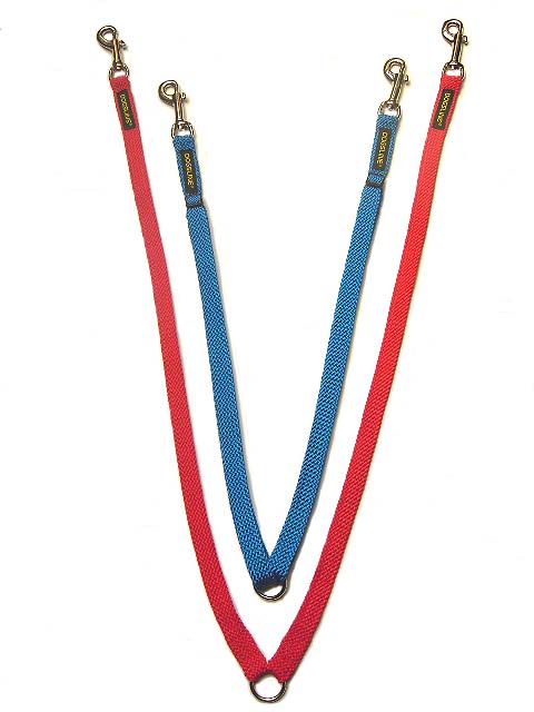KOPPELLEINE-VERBINDUNGSLEINE F�R 2 HUNDE VON DOGSLINE� HANDGEFERTIGT  FLACHFLECHTSEIL  � 13 MM